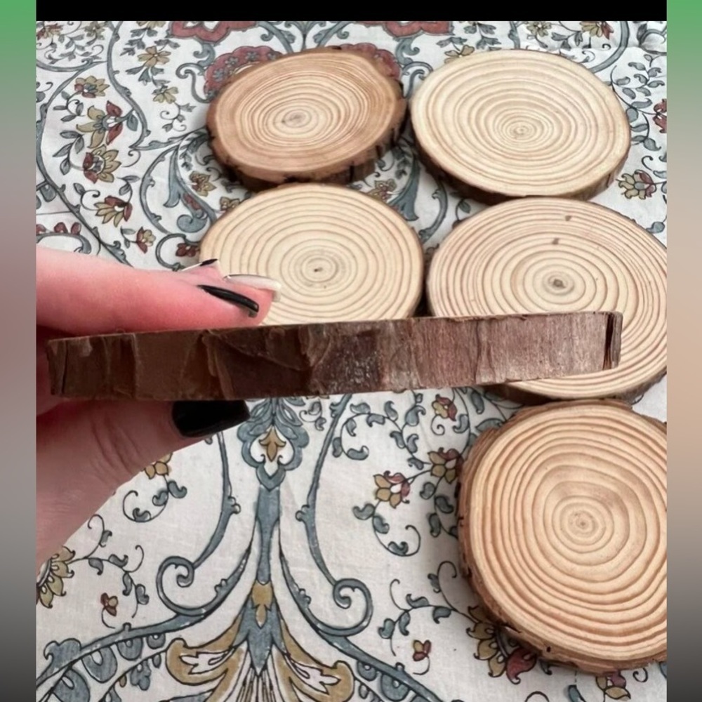 1set/6pcs 10-12cm Round Pine Wood Slices For Diy Crafts - Picture 4 of 16